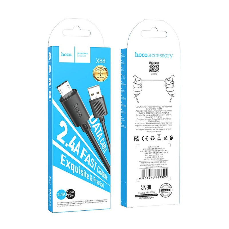 HOCO X88 USB-A - micro-USB -kaapeli, 18W, 1m